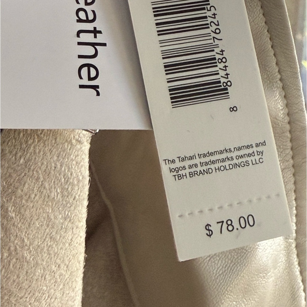 Tahari Cream Faux Leather Jacket - Picture 5 of 5